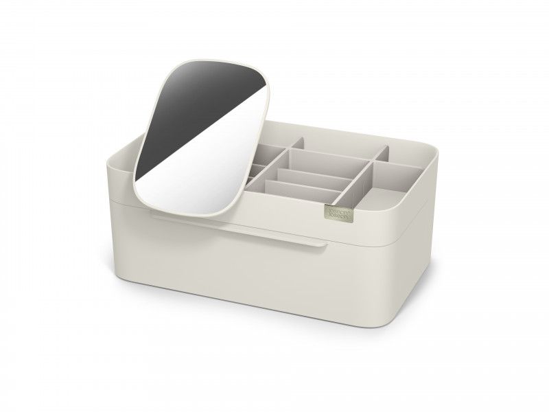 Joseph Joseph Viva Large cosmetic organiser in Shell with removable mirror, ideal for neatly storing beauty tools and essentials.