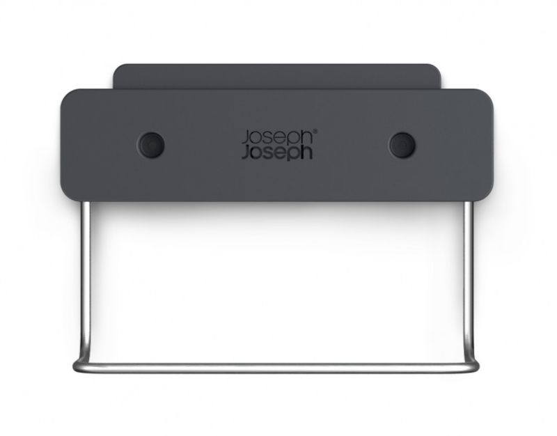 Joseph Joseph DoorStore Sink Tidy in grey, designed for cupboard organization with a carry handle and stainless-steel rail.