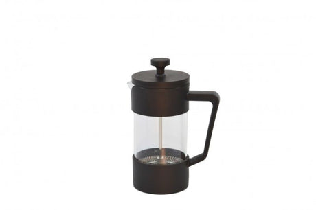 Brew - Coffee Plunger 350ml Black: stylish, durable borosilicate glass coffee press for rich, flavorful brews.