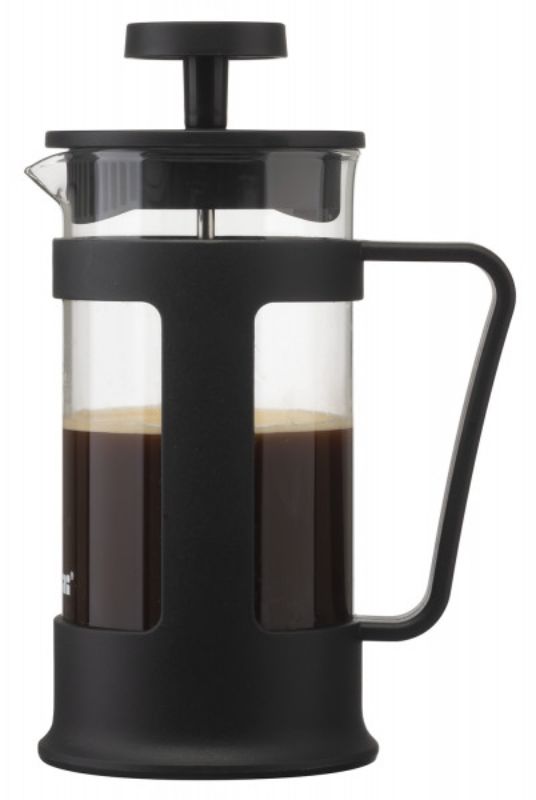 Brew - Coffee Plunger 350ml Black, stylish borosilicate glass press for rich coffee and tea at home.