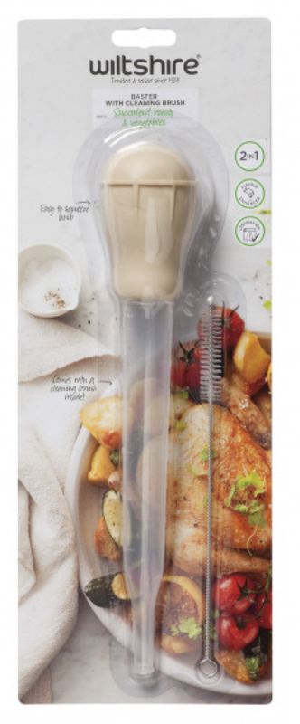 Wiltshire Baster and Cleaning Brush for juicy, flavorful meats, featuring ergonomic design and included cleaning brush.