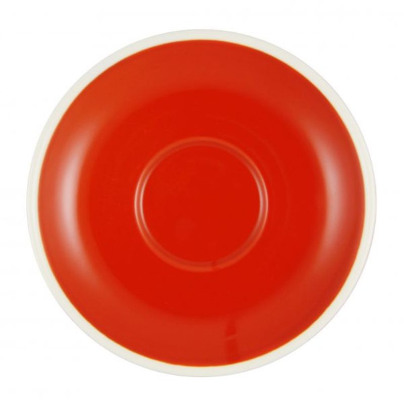 Set of 6 Brew Chilli/White saucers, durable stoneware for stylish dining and enhanced beverage enjoyment.