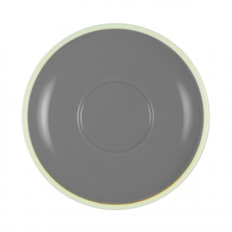 Set of 6 elegant French Grey saucers for tea and coffee, crafted from durable stoneware, microwave and dishwasher safe.