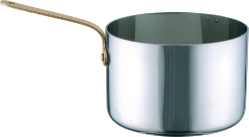Chef Inox Utility Mini Saucepan, 50X30mm, stainless steel with brass handle, ideal for sauces and individual portions.