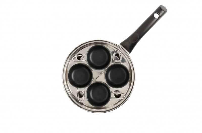Wiltshire Egg Poacher with 4 non-stick cups, glass lid, and stainless steel design for perfect poached eggs every time.