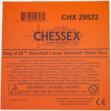 CHX 29522 Bag of 50 Assorted Loose Gemini 12mm w/pips d6 Dice - Gaming Accessory