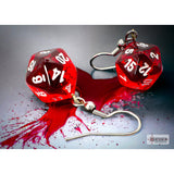 CHX 54201 Hook Earrings Translucent Red Mini-Poly d20 Pair
