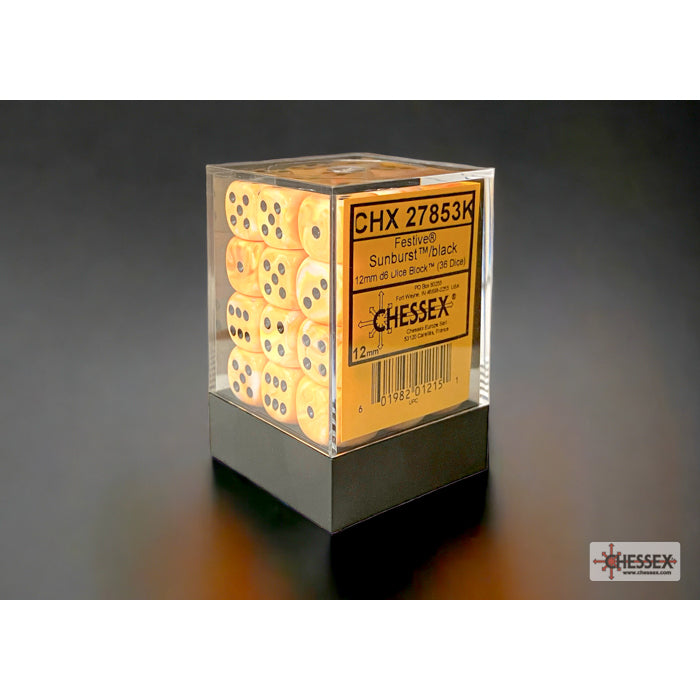 CHX 27853K FestiveÂ Sunburst/black 12mm d6 w/pips Dice Block - Gaming Accessory