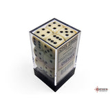 CHX 25600 Opaque Ivory/black 16mm d6 Dice Block (12 dice)