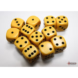 CHX 25602 Opaque Yellow/black 16mm d6 Dice Block (12 dice) - Gaming Accessory