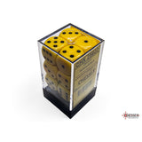 CHX 25602 Opaque Yellow/black 16mm d6 Dice Block (12 dice) - Gaming Accessory