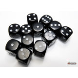 CHX 25608 Opaque Black/white 16mm d6 Dice Block (12 dice) - Gaming Accessory