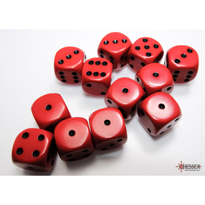 CHX 25614 Opaque Red/black 16mm d6 Dice Block (12 dice) - Gaming Accessory