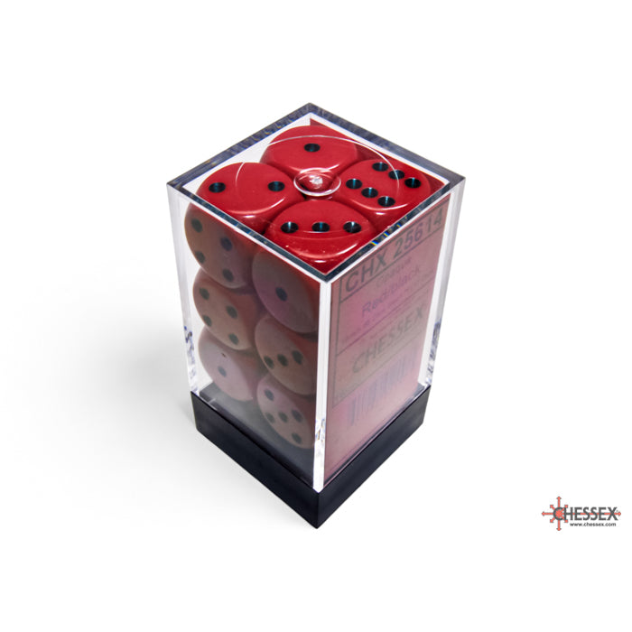 CHX 25614 Opaque Red/black 16mm d6 Dice Block (12 dice) - Gaming Accessory