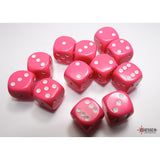 CHX 25644 Opaque Pink/white 16mm d6 Dice Block (12 dice) - Gaming Accessory