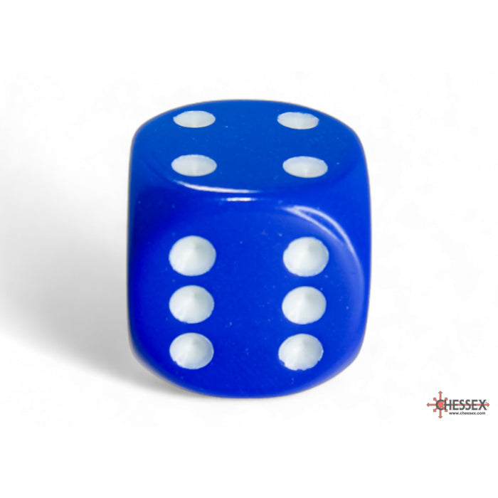 CHX 25606 Opaque Blue/white 16mm d6 Dice Block (12 dice)