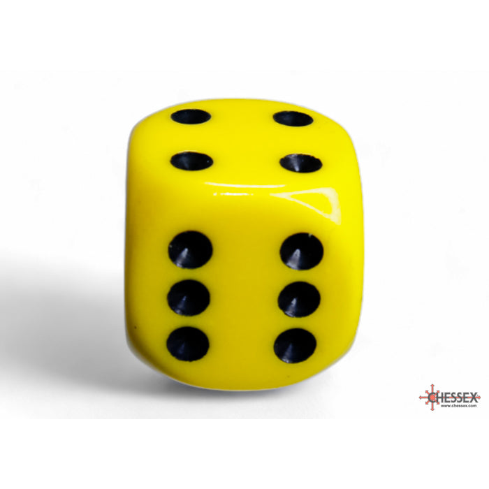 CHX 25602 Opaque Yellow/black 16mm d6 Dice Block (12 dice) - Gaming Accessory