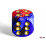 CHX 26629 Gemini Blue-Red/gold 16mm d6 Dice Block (12 dice) - Gaming Accessory