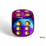 CHX 26649 Gemini Purple-Teal/gold 16mm d6 Dice Block (12 dice)