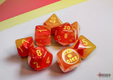 CHX 30051 Gemini Gellow-Red/yellow Polyhedral Luminary 7-Dice Set
