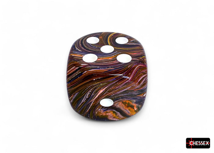 CHX DF5043 Festive Symphony/white 50mm d6 dice w/pips