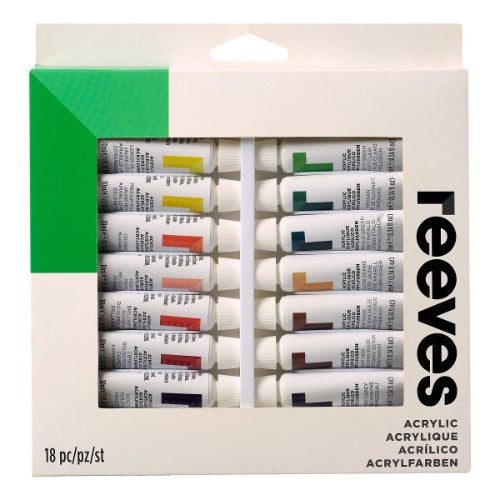 Reeves Artists' Acrylic Colour Sets - 18 x 10ml Tubes