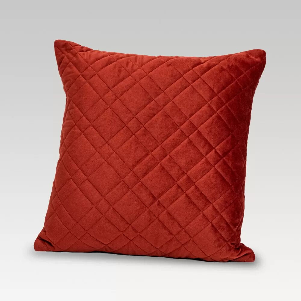 Quilted Cushion Cover - Dreamticket Verve Velvet Square (Russet)