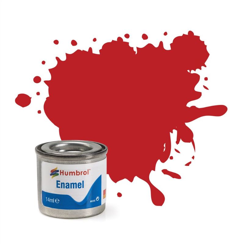 Set of 6 Humbrol Scarlet Matt enamel paint tinlets for a smooth finish on various surfaces.