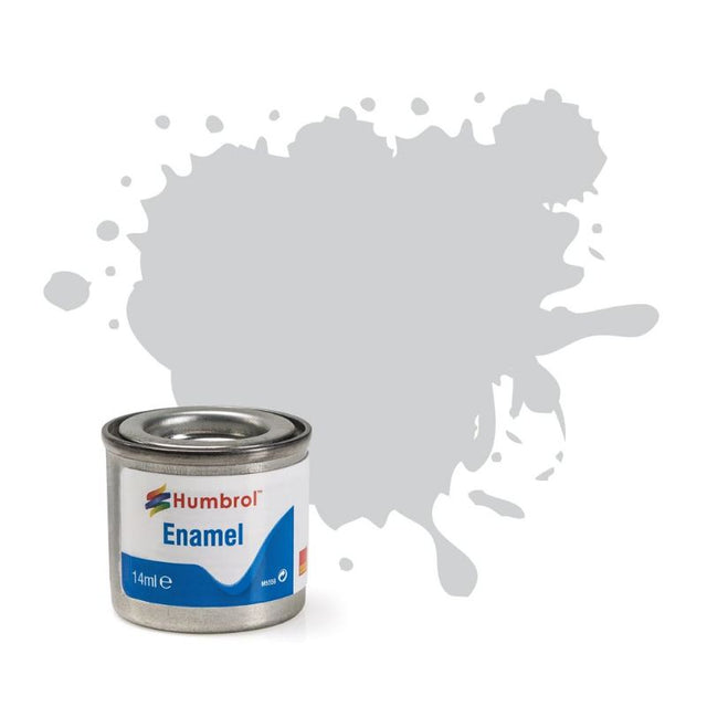 Set of 6 Humbrol Light Grey Matt enamel paint tinlets for smooth finishes on various surfaces.