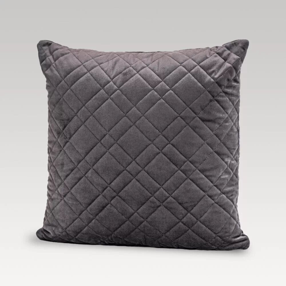 Quilted Cushion Cover - Dreamticket Verve Velvet Square (Pewter)