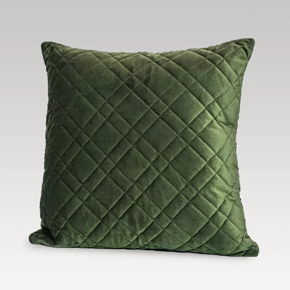 Quilted Cushion Cover - Dreamticket Verve Velvet Square (Fern)