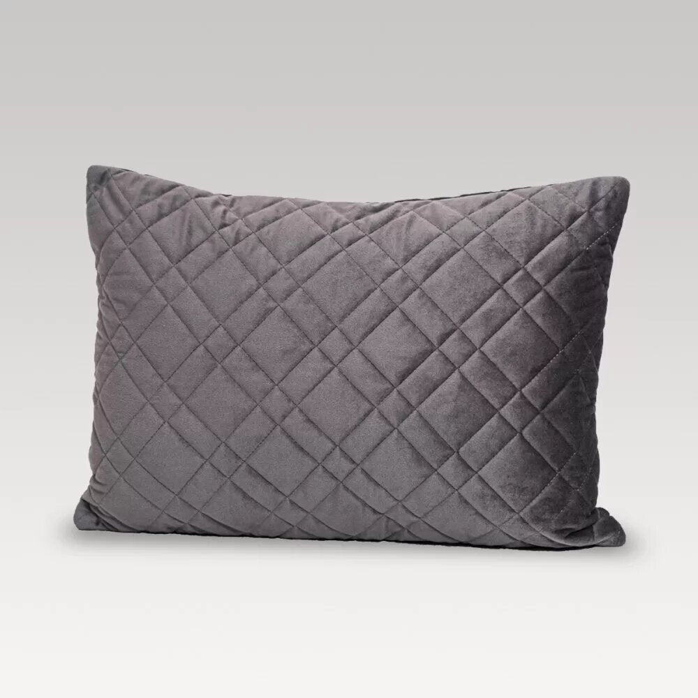 Quilted Cushion Cover - Dreamticket Verve Velvet Oblong (Pewter)