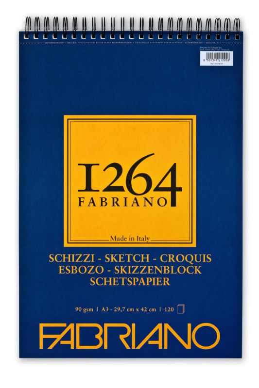 Fabriano 1264 Sketch Pad Spiral (Short Side) 90gsm A4 120 Sheets