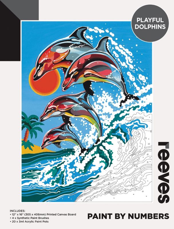 Reeves Paint By Numbers 12x16inch Doplphins