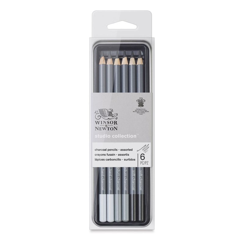 Winsor & Newton Studio Charcoal Pencil - Tin of 6