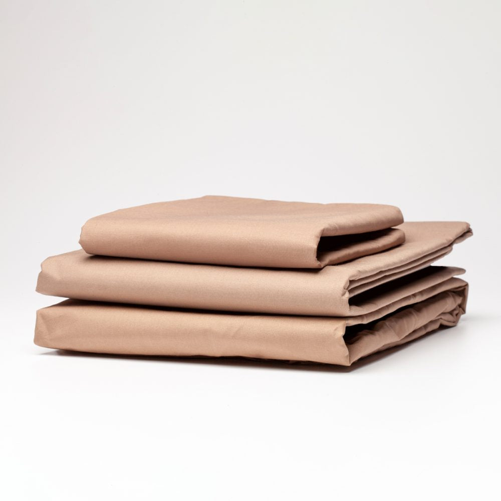 Weavers 220TC Premium Sheeting Fitted Taupe - Short Skirt Single