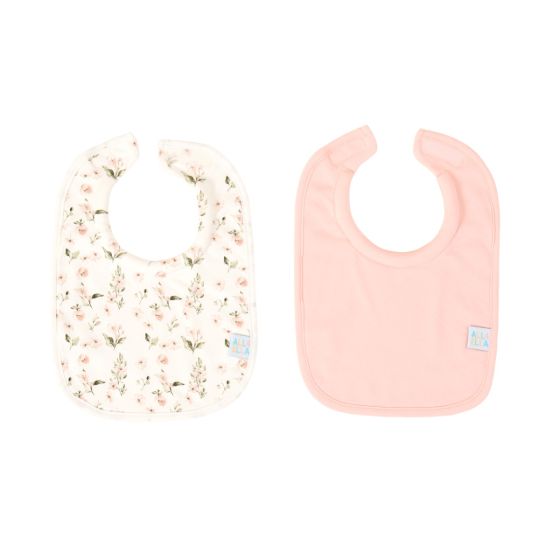 Roll Neck Bib 2pk - Pink Flower - All4Ella