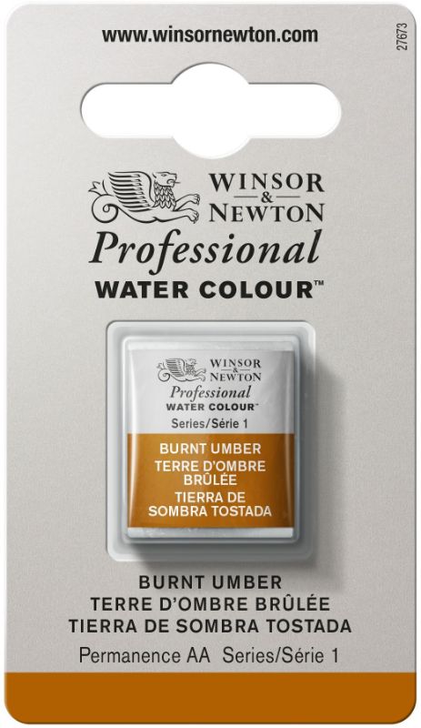 WINSOR & NEWTON PROFESSIONAL WATERCOLOUR HALF PAN Burnt Sienna 074 S1