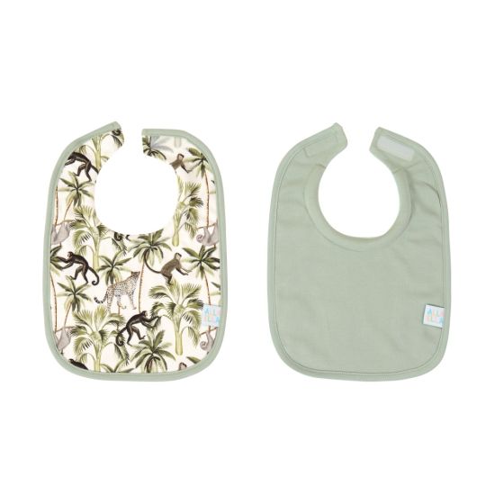 Roll Neck Bib 2pk - Monkey - All4Ella