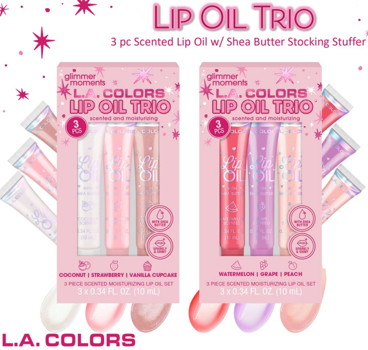 L.A. Colors Lip Oil Trio Set Display 8pc
