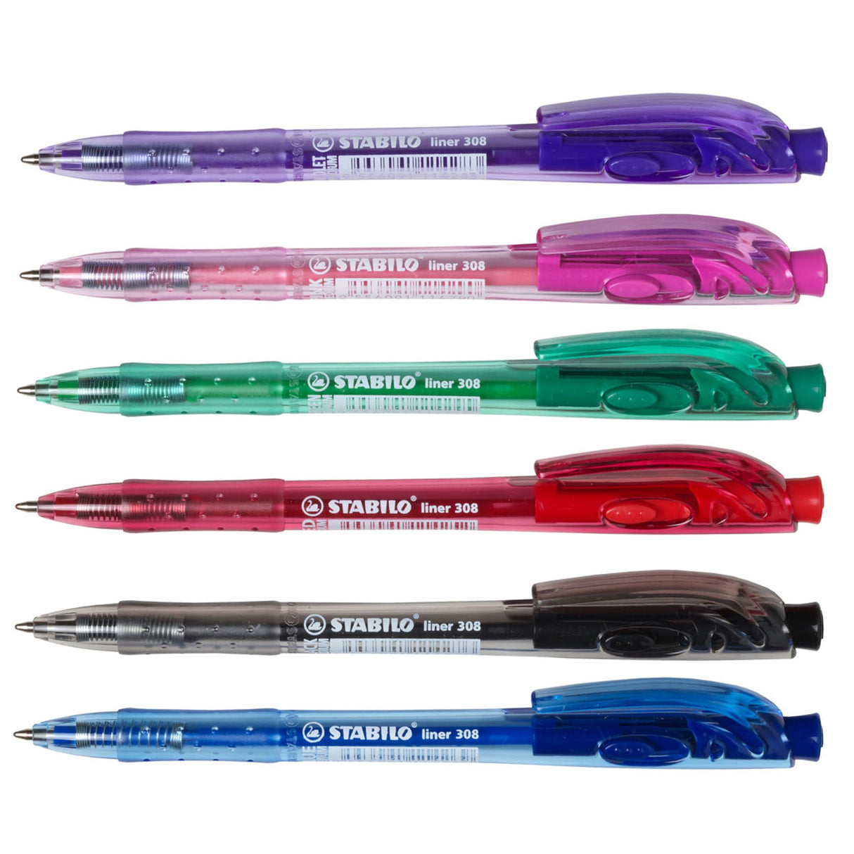 Stabilo 308 Liner Retractable Ballpoint Pen Medium Red Box of 10 Pens