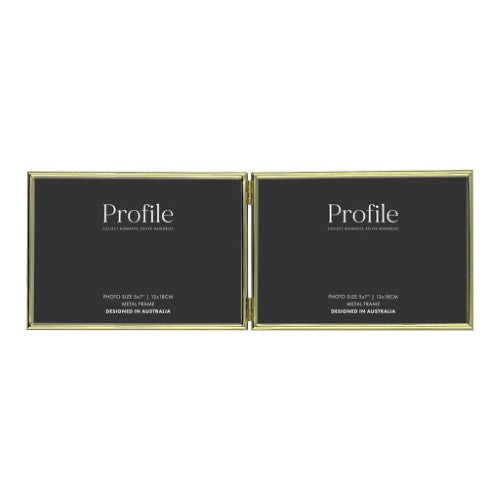 Profile - Habitat Gold Hinged Double Metal Photo Frame - 5x7in (13x18cm) (2)H