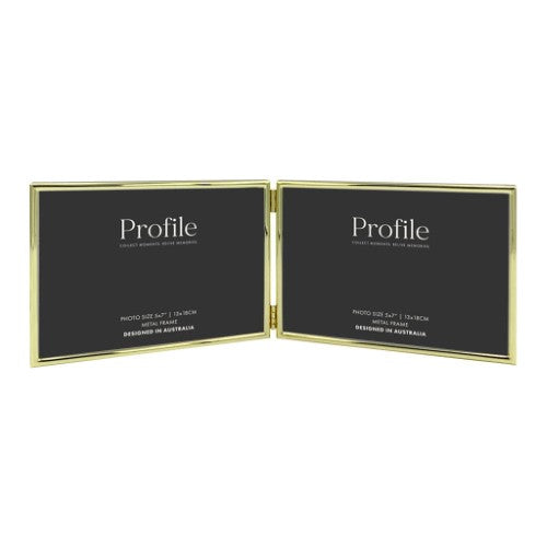 Profile - Habitat Gold Hinged Double Metal Photo Frame - 5x7in (13x18cm) (2)H