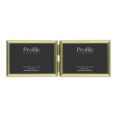 Profile - Habitat Gold Hinged Double Metal Photo Frame - 5x7in (13x18cm) (2)H