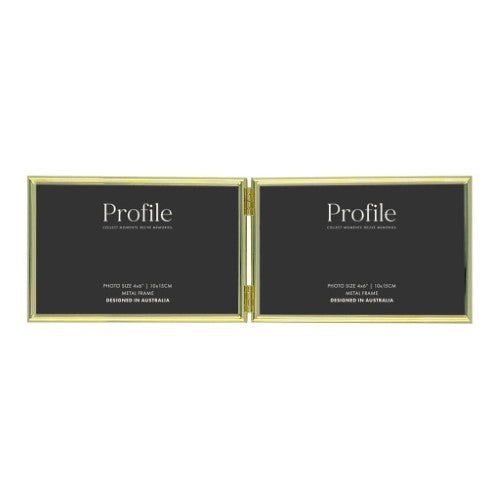 Profile - Habitat Gold Hinged Double Metal Photo Frame - 5x7in (13x18cm) (2)H