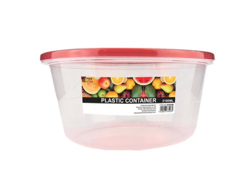 Round Storage Container - Max Choice Plastic 2100ml (Set of 24)
