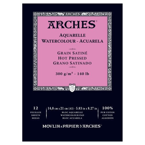 Arches Water Colour Pads - Hot Pressed 300gsm A5