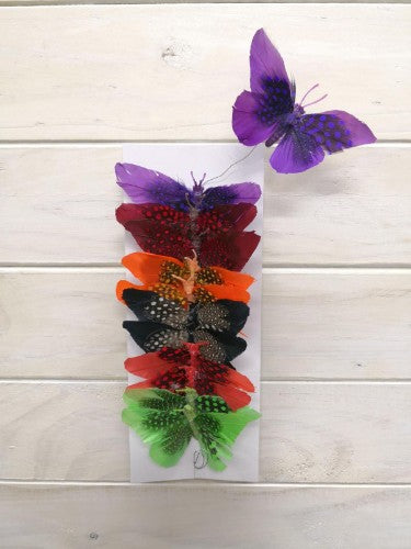 D?‡¸cor Feather Butterflies with Spotted Design x 12