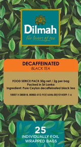 Decaffeinated Black Tea Bags - Dilmah - 25 Enveloped Bags
