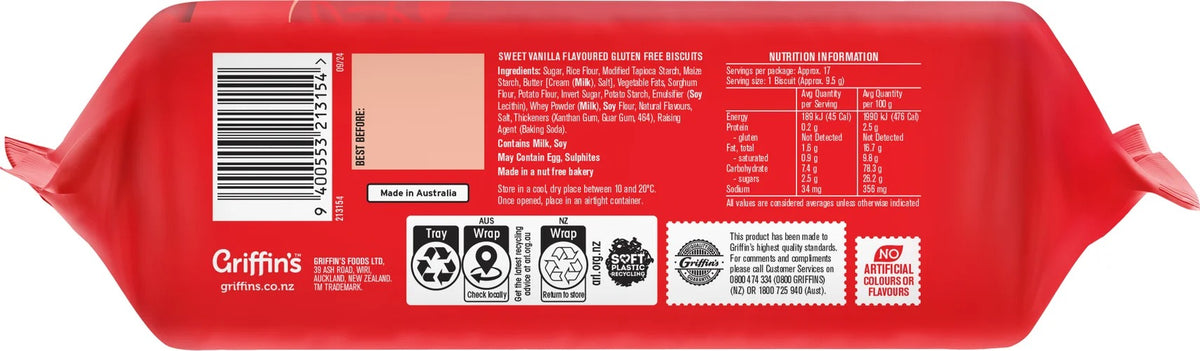Gluten Free Superwine Biscuits - Griffin’s - 160g